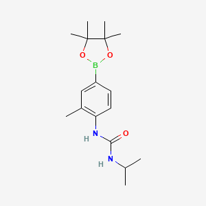 molecular formula C17H27BN2O3 B8083626 1-[2-Methyl-4-(tetramethyl-1,3,2-dioxaborolan-2-yl)phenyl]-3-(propan-2-yl)urea 