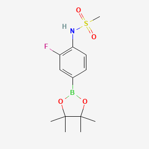 molecular formula C13H19BFNO4S B8083638 N-(2-fluoro-4-(4,4,5,5-tetramethyl-1,3,2-dioxaborolan-2-yl)phenyl)methanesulfonamide 