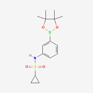molecular formula C15H22BNO4S B8083669 Cyclopropanesulfonamide, N-[3-(4,4,5,5-tetramethyl-1,3,2-dioxaborolan-2-yl)phenyl]- 