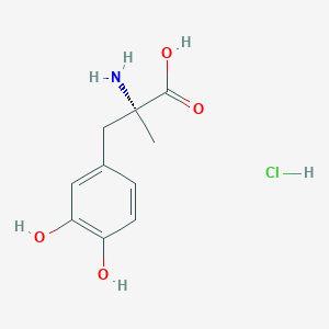 molecular formula C10H14ClNO4 B8083675 (R)-2-Amino-3-(3,4-dihydroxyphenyl)-2-methylpropanoic acid hydrochloride 