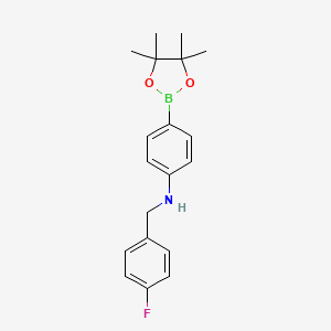 molecular formula C19H23BFNO2 B8083688 N-(4-fluorobenzyl)-4-(4,4,5,5-tetramethyl-1,3,2-dioxaborolan-2-yl)aniline 