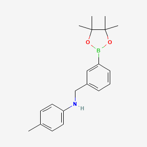 molecular formula C20H26BNO2 B8083712 Benzenemethanamine, N-(4-methylphenyl)-3-(4,4,5,5-tetramethyl-1,3,2-dioxaborolan-2-yl)- 