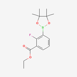 molecular formula C15H20BFO4 B8083720 Benzoic acid, 2-fluoro-3-(4,4,5,5-tetramethyl-1,3,2-dioxaborolan-2-yl)-, ethyl ester 
