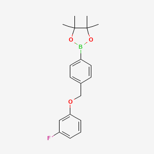 molecular formula C19H22BFO3 B8083732 2-(4-((3-Fluorophenoxy)methyl)phenyl)-4,4,5,5-tetramethyl-1,3,2-dioxaborolane 