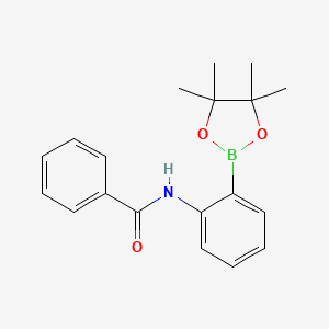 molecular formula C19H22BNO3 B8083748 Benzamide, N-[2-(4,4,5,5-tetramethyl-1,3,2-dioxaborolan-2-yl)phenyl]- 