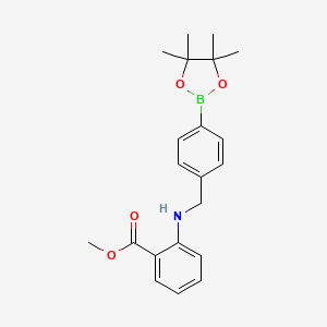 molecular formula C21H26BNO4 B8083781 Methyl 2-((4-(4,4,5,5-tetramethyl-1,3,2-dioxaborolan-2-yl)benzyl)amino)benzoate 
