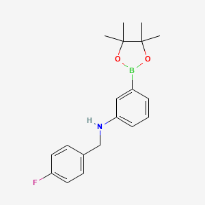 molecular formula C19H23BFNO2 B8083789 N-(4-fluorobenzyl)-3-(4,4,5,5-tetramethyl-1,3,2-dioxaborolan-2-yl)aniline 