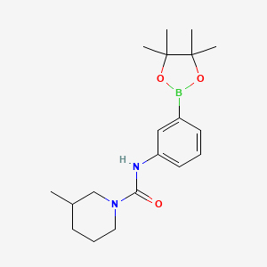 molecular formula C19H29BN2O3 B8083883 3-methyl-N-(3-(4,4,5,5-tetramethyl-1,3,2-dioxaborolan-2-yl)phenyl)piperidine-1-carboxamide 
