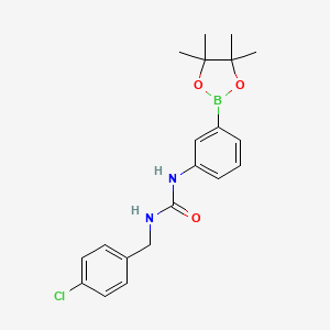 molecular formula C20H24BClN2O3 B8083896 1-(4-Chlorobenzyl)-3-(3-(4,4,5,5-tetramethyl-1,3,2-dioxaborolan-2-yl)phenyl)urea 