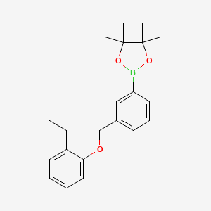 molecular formula C21H27BO3 B8083912 2-(3-((2-Ethylphenoxy)methyl)phenyl)-4,4,5,5-tetramethyl-1,3,2-dioxaborolane 