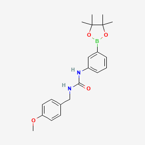 molecular formula C21H27BN2O4 B8083933 1-(4-Methoxybenzyl)-3-(3-(4,4,5,5-tetramethyl-1,3,2-dioxaborolan-2-yl)phenyl)urea 