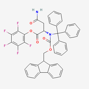 molecular formula C44H31F5N2O5 B8083993 2,3,4,5,6-pentafluorophenyl (2S)-3-carbamoyl-2-({[(9H-fluoren-9-yl)methoxy]carbonyl}(triphenylmethyl)amino)propanoate 