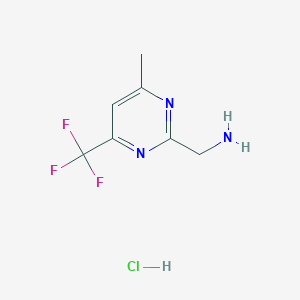 molecular formula C7H9ClF3N3 B8084056 (4-Methyl-6-(trifluoromethyl)pyrimidin-2-YL)methanamine hydrochloride 