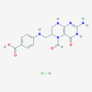 molecular formula C15H17ClN6O4 B8084239 4-[(2-Amino-5-formyl-4-oxo-3,6,7,8-tetrahydropteridin-6-yl)methylamino]benzoic acid;hydrochloride 