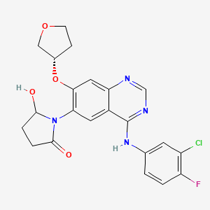 molecular formula C22H20ClFN4O4 B8084489 1-(4-((3-Chloro-4-fluorophenyl)amino)-7-(((S)-tetrahydrofuran-3-YL)oxy)quinazolin-6-YL)-5-hydroxypyrrolidin-2-one 
