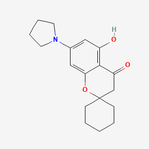 molecular formula C18H23NO3 B8084547 5-hydroxy-7-pyrrolidin-1-ylspiro[3H-chromene-2,1'-cyclohexane]-4-one 