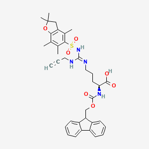 molecular formula C37H42N4O7S B8084636 (2S)-2-(9H-fluoren-9-ylmethoxycarbonylamino)-5-[[[(2,2,4,6,7-pentamethyl-3H-1-benzofuran-5-yl)sulfonylamino]-(prop-2-ynylamino)methylidene]amino]pentanoic acid 