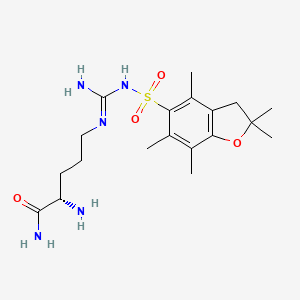 molecular formula C19H31N5O4S B8084664 (S)-2-Amino-5-(3-((2,2,4,6,7-pentamethyl-2,3-dihydrobenzofuran-5-yl)sulfonyl)guanidino)pentanamide 