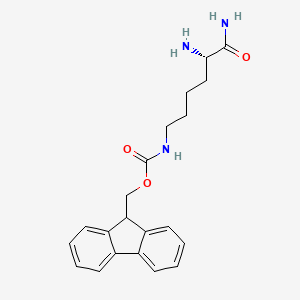 molecular formula C21H25N3O3 B8084763 9H-Fluoren-9-ylmethyl N-[(5S)-5,6-diamino-6-oxohexyl]carbamate 