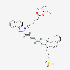 molecular formula C49H53N3O7S B8084783 4-[(2E)-2-[(2E,4E,6E)-7-[3-[6-(2,5-Dioxopyrrolidin-1-yl)oxy-6-oxohexyl]-1,1-dimethylbenzo[e]indol-3-ium-2-yl]hepta-2,4,6-trienylidene]-1,1-dimethylbenzo[e]indol-3-yl]butane-1-sulfonate 