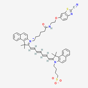 4-[(2E)-2-[(2E,4E,6E)-7-[3-[6-[2-[(2-cyano-1,3-benzothiazol-6-yl)oxy]ethylamino]-6-oxohexyl]-1,1-dimethylbenzo[e]indol-3-ium-2-yl]hepta-2,4,6-trienylidene]-1,1-dimethylbenzo[e]indol-3-yl]butane-1-sulfonate