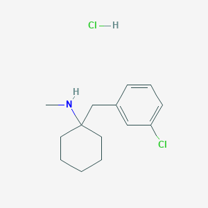 molecular formula C14H21Cl2N B8084893 1-[(3-chlorophenyl)methyl]-N-methylcyclohexan-1-amine;hydrochloride 