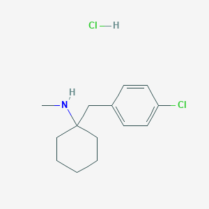 molecular formula C14H21Cl2N B8084900 1-[(4-chlorophenyl)methyl]-N-methylcyclohexan-1-amine;hydrochloride 