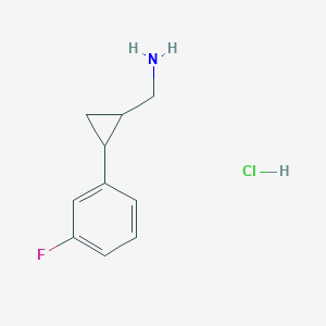 molecular formula C10H13ClFN B8084905 (2-(3-Fluorophenyl)cyclopropyl)methanamine xhydrochloride 