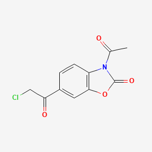 molecular formula C11H8ClNO4 B8084916 3-Acetyl-6-(2-chloroacetyl)-1,3-benzoxazol-2-one 