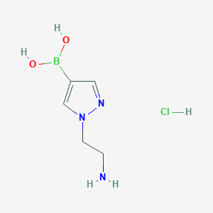 molecular formula C5H11BClN3O2 B8084939 (1-(2-Aminoethyl)-1H-pyrazol-4-yl)boronic acid hydrochloride 
