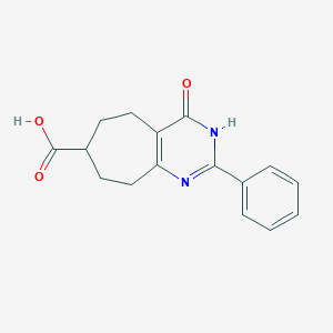 molecular formula C16H16N2O3 B8084981 4-Oxo-2-phenyl-3,5,6,7,8,9-hexahydrocyclohepta[d]pyrimidine-7-carboxylic acid 