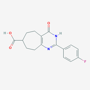 molecular formula C16H15FN2O3 B8084984 2-(4-Fluorophenyl)-4-oxo-3,5,6,7,8,9-hexahydrocyclohepta[d]pyrimidine-7-carboxylic acid 