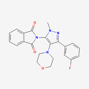 molecular formula C22H19FN4O3 B8085029 2-[5-(3-Fluorophenyl)-2-methyl-4-morpholin-4-ylpyrazol-3-yl]isoindole-1,3-dione 