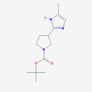 molecular formula C12H18IN3O2 B8085047 tert-butyl 3-(5-iodo-1H-imidazol-2-yl)pyrrolidine-1-carboxylate 