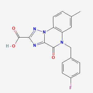 molecular formula C18H13FN4O3 B8085054 5-[(4-Fluorophenyl)methyl]-7-methyl-4-oxo-[1,2,4]triazolo[1,5-a]quinoxaline-2-carboxylic acid 