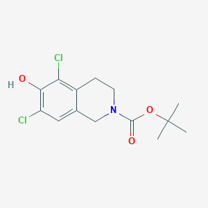 molecular formula C14H17Cl2NO3 B8085093 tert-Butyl 5,7-dichloro-6-hydroxy-3,4-dihydroisoquinoline-2(1H)-carboxylate 