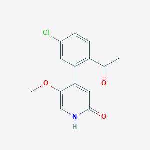 molecular formula C14H12ClNO3 B8085108 4-(2-Acetyl-5-chlorophenyl)-5-methoxypyridin-2(1H)-one 