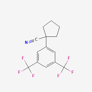 molecular formula C14H11F6N B8085148 1-[3,5-Bis(trifluoromethyl)phenyl]cyclopentanecarbonitrile 