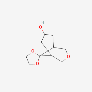 molecular formula C10H16O4 B8085160 7-Hydroxy-3-oxaspiro[bicyclo[3.3.1]nonane-9,2'-[1,3]dioxolane] 