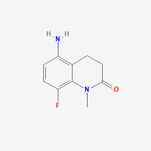 molecular formula C10H11FN2O B8085185 5-Amino-8-fluoro-1-methyl-3,4-dihydroquinolin-2(1H)-one 