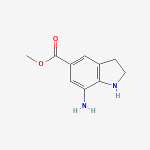 molecular formula C10H12N2O2 B8085232 Methyl 7-Aminoindoline-5-carboxylate 