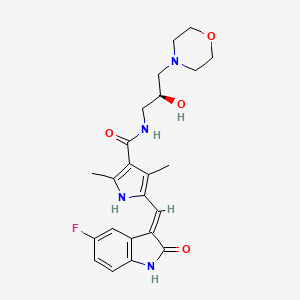 molecular formula C23H27FN4O4 B8085312 5-[(E)-(5-fluoro-2-oxo-1H-indol-3-ylidene)methyl]-N-[(2S)-2-hydroxy-3-morpholin-4-ylpropyl]-2,4-dimethyl-1H-pyrrole-3-carboxamide 