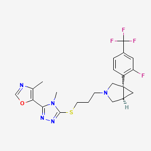 molecular formula C22H23F4N5OS B8085408 5-(5-((3-((1S,5R)-1-(2-Fluoro-4-(trifluoromethyl)phenyl)-5-methyl-3-azabicyclo(3.1.0)hexan-3-yl)propyl)thio)-4-methyl-4H-1,2,4-triazol-3-yl)-4-methyloxazole CAS No. 863680-45-9