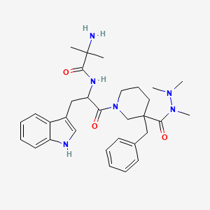 molecular formula C31H42N6O3 B8085449 2-amino-N-[1-[3-benzyl-3-[dimethylamino(methyl)carbamoyl]piperidin-1-yl]-3-(1H-indol-3-yl)-1-oxopropan-2-yl]-2-methylpropanamide 