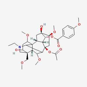 molecular formula C35H49NO11 B8085453 [(2R,3R,4R,5S,6S,8R,13R,14R,16S,17S,18R)-8-acetyloxy-11-ethyl-5,14-dihydroxy-6,16,18-trimethoxy-13-(methoxymethyl)-11-azahexacyclo[7.7.2.12,5.01,10.03,8.013,17]nonadecan-4-yl] 4-methoxybenzoate 