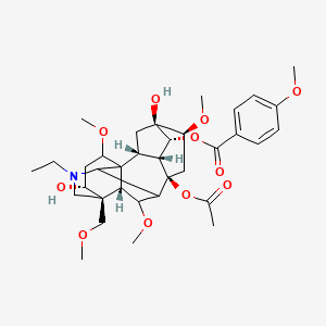 [(2R,3R,4R,5S,6S,8R,13R,14R,16S,17S,18R)-8-acetyloxy-11-ethyl-5,14-dihydroxy-6,16,18-trimethoxy-13-(methoxymethyl)-11-azahexacyclo[7.7.2.12,5.01,10.03,8.013,17]nonadecan-4-yl] 4-methoxybenzoate