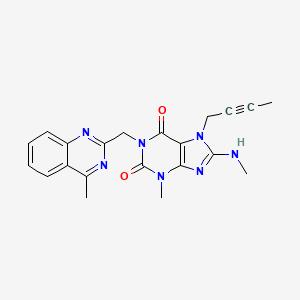 molecular formula C21H21N7O2 B8085459 7-But-2-ynyl-3-methyl-8-(methylamino)-1-[(4-methylquinazolin-2-yl)methyl]purine-2,6-dione 