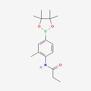 molecular formula C16H24BNO3 B8085556 N-[2-methyl-4-(tetramethyl-1,3,2-dioxaborolan-2-yl)phenyl]propanamide 