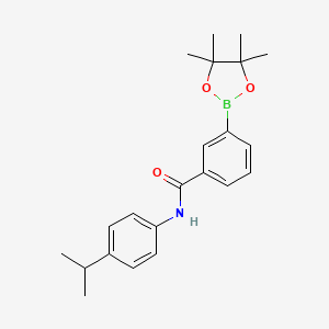 molecular formula C22H28BNO3 B8085600 Benzamide, N-[4-(1-methylethyl)phenyl]-3-(4,4,5,5-tetramethyl-1,3,2-dioxaborolan-2-yl)- 