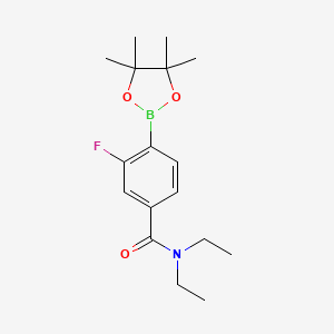 molecular formula C17H25BFNO3 B8085612 N,N-diethyl-3-fluoro-4-(4,4,5,5-tetramethyl-1,3,2-dioxaborolan-2-yl)benzamide 